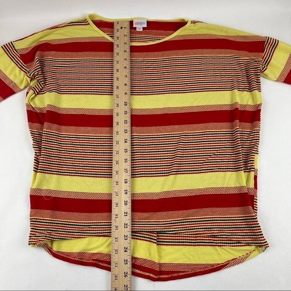 Lularoe Tshirt Womens Medium Yellow Red Striped Short Sleeve - Picture 6 of 8